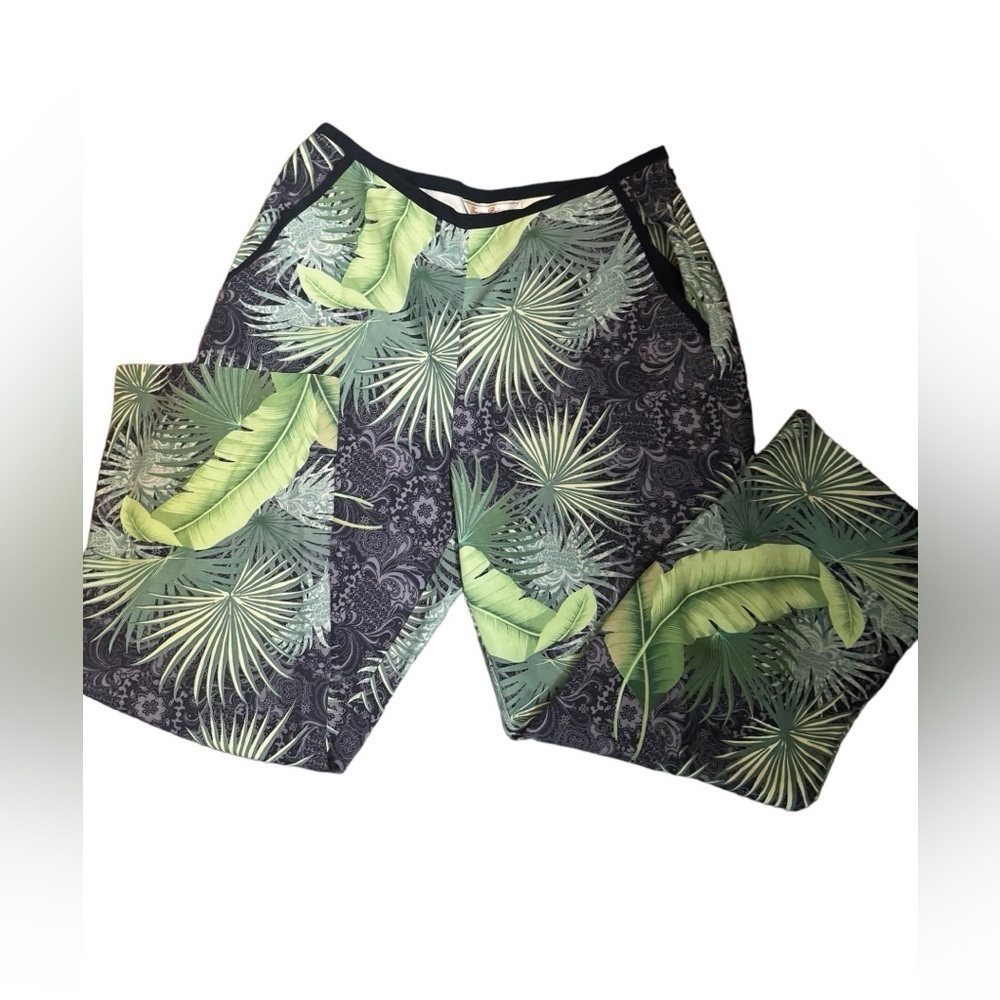 TOMMY BAHAMA SILK Capri Pants Women’s Size 8 Blue Green Vacation Wedding EUC